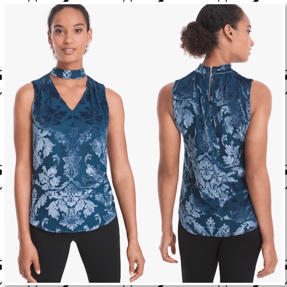 White House Black Market Tops - ⬇️$40 WHBM Salma Velvet Burnout Choker Top 4